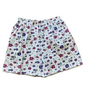 Northern Reflections Pull-On Shorts with Pockets White Floral Print Vintage 90s